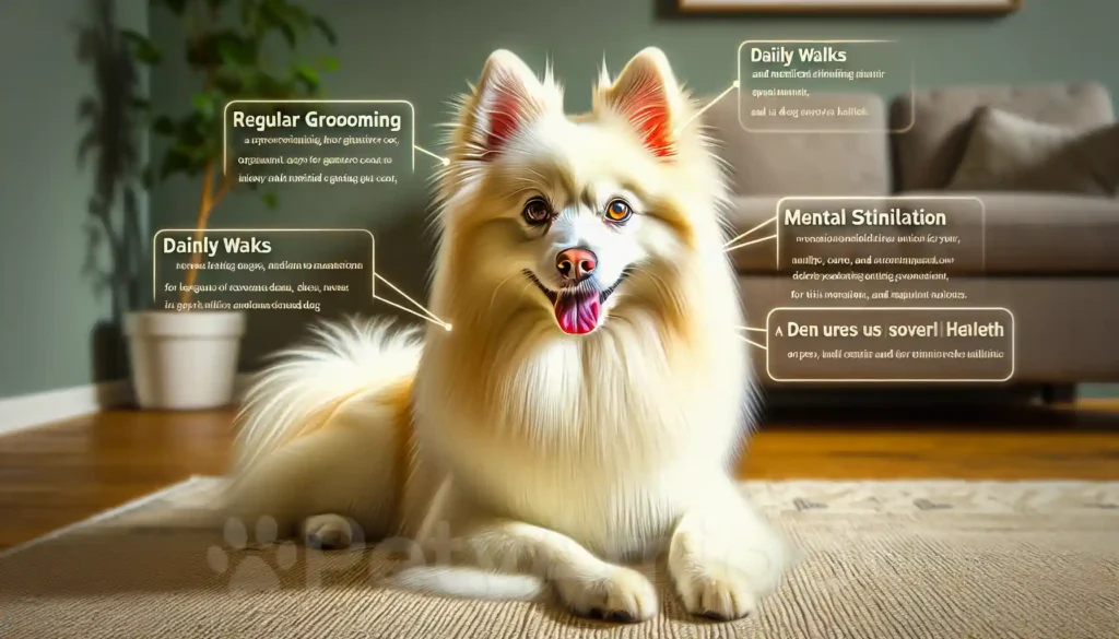 American Eskimo dog with key characteristics and care tips.