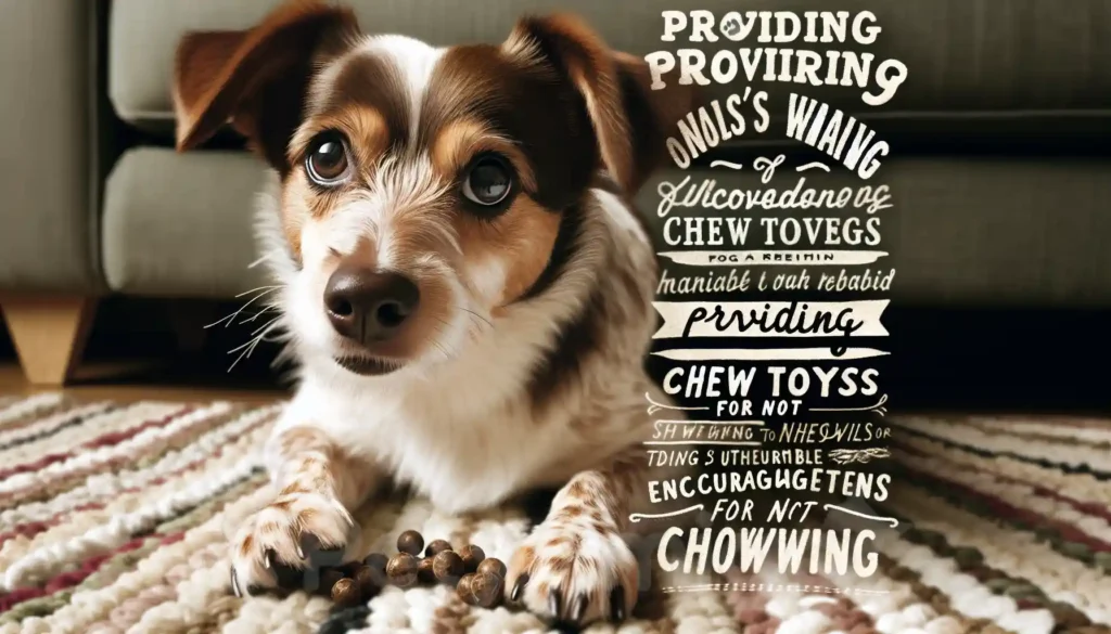 Dog biting nails with tips on managing chewing habits.