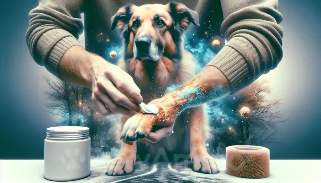 Image of a dog receiving elbow callus care