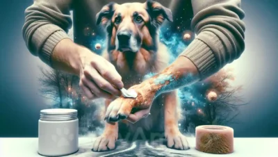 Image of a dog receiving elbow callus care