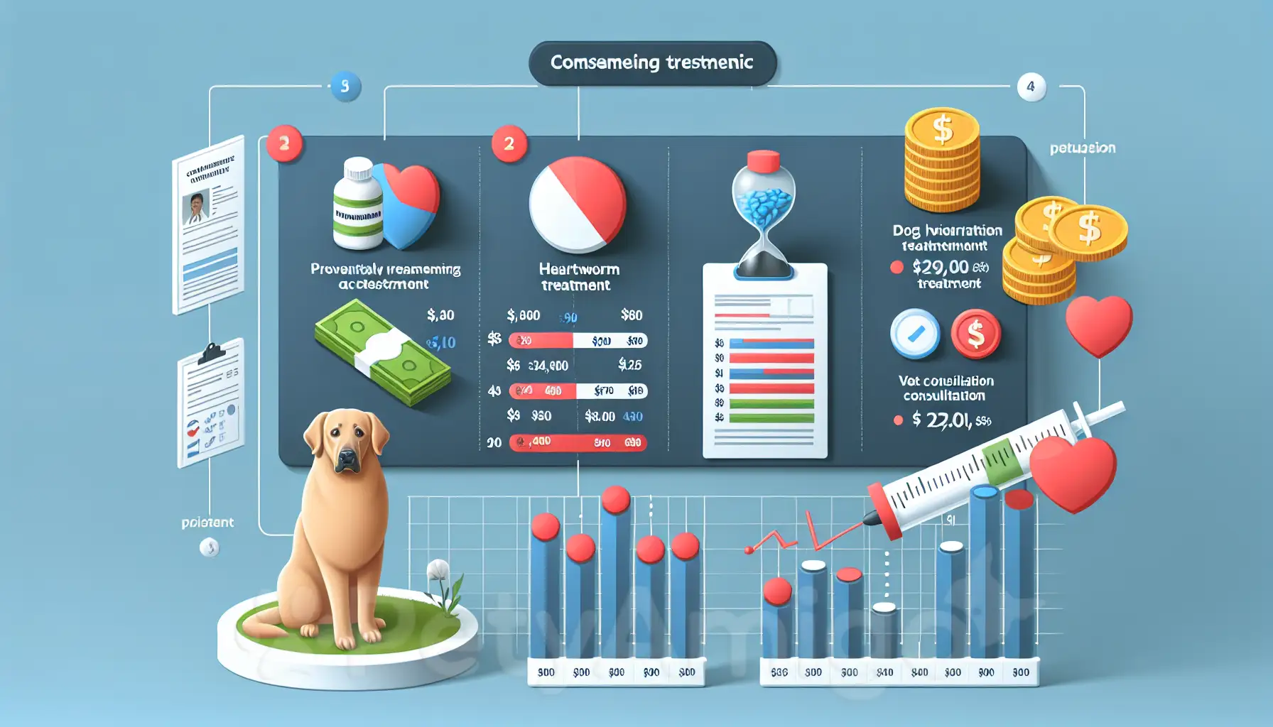 Infographic illustrating the costs and budgeting for dog heartworm treatment.