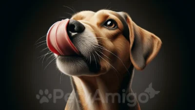 Dog licking its nose: explanation for frequent nose licking behavior in dogs.