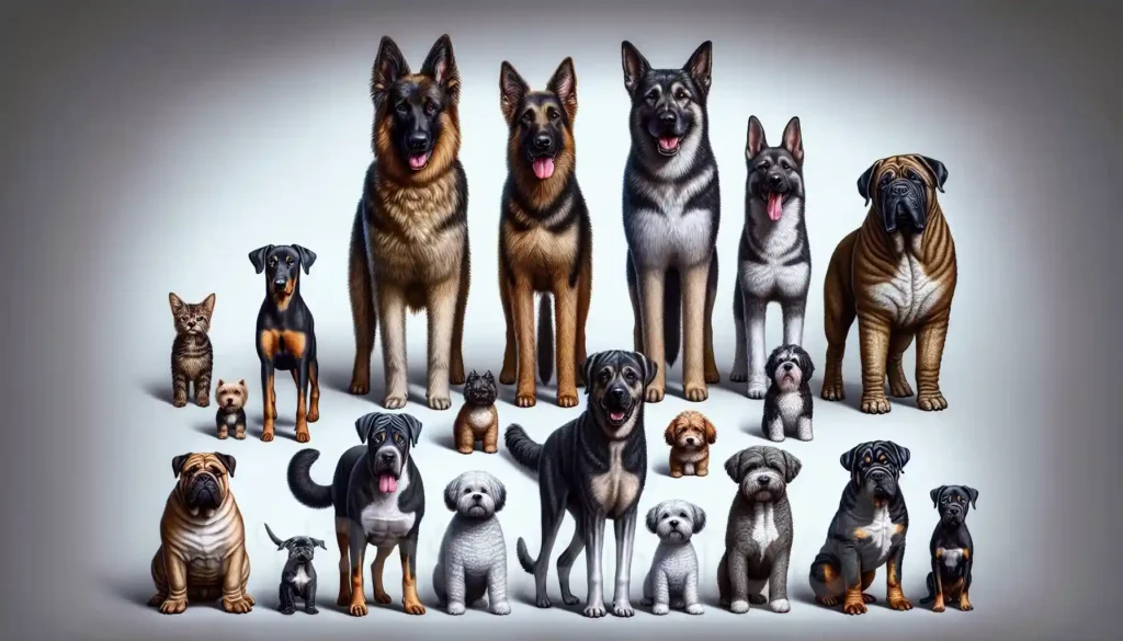 Variety of dog sizes to help you choose the right breed.