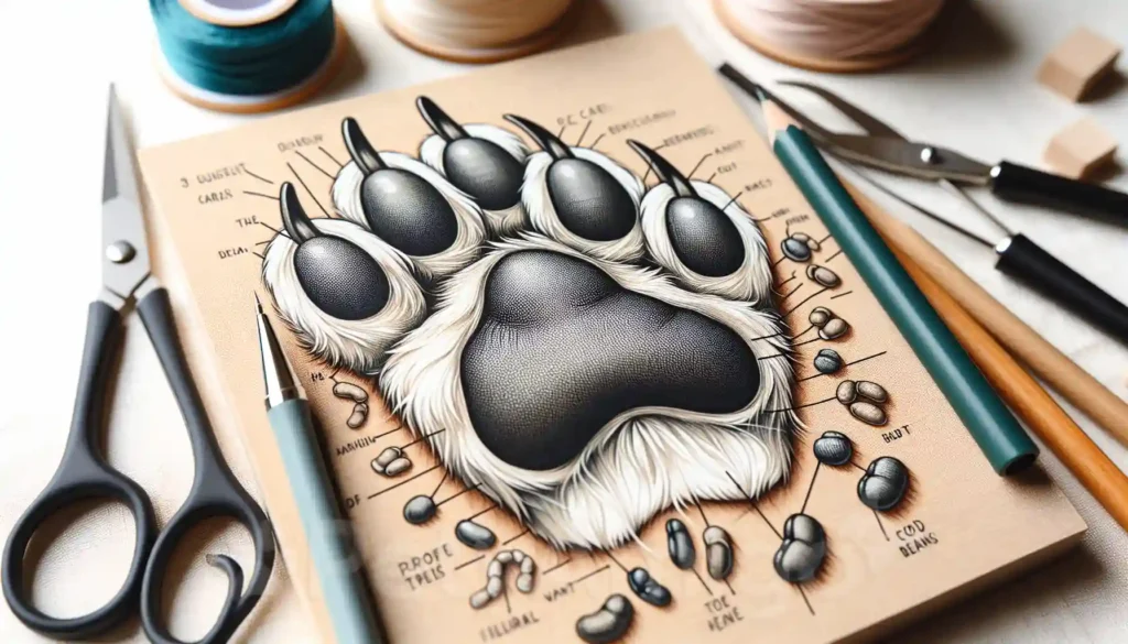 Close-up of dog paws highlighting toe beans